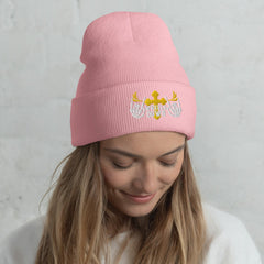 Wheels Down Embroidered Motorcycle Cuffed Beanie