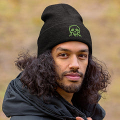 Grunge Skull Embroidered Cuffed Beanie