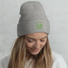 Grunge Skull Embroidered Cuffed Beanie