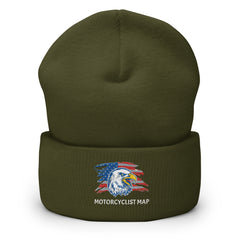 Motorcyclist Map Embroidered Cuffed Beanie