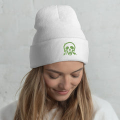 Grunge Skull Embroidered Cuffed Beanie