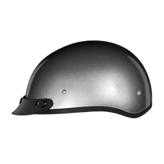 Motorcycle Beanie Style Half Helmet | Silver Metallic