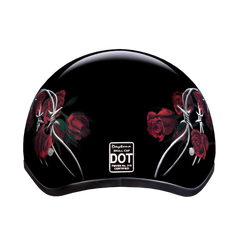 Motorcycle Graphic Half Face Helmet | Barbed Roses