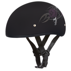 Motorcycle Graphic Half Face Helmet | Purple Rose