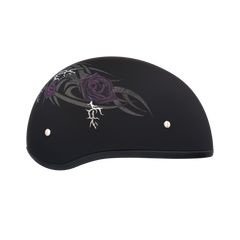 Motorcycle Graphic Half Face Helmet | Purple Rose