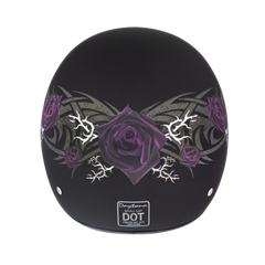 Motorcycle Graphic Half Face Helmet | Purple Rose