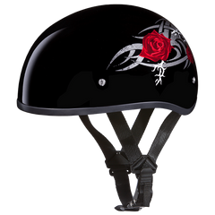 Motorcycle Graphic Half Face Helmet | Red Rose