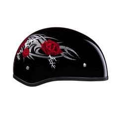 Motorcycle Graphic Half Face Helmet | Red Rose
