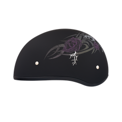 Motorcycle Graphic Half Face Helmet | Purple Rose