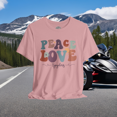 Ladies Retro Peace Love Spyders Crew Neck TShirt