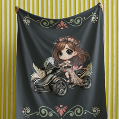 Can-Am Spyder Chibi Girl Cottagecore Sherpa Blanket