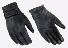 Pair of black leather gloves on a white background