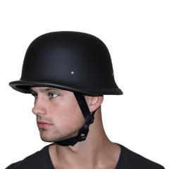 Motorcycle German Style Half Helmet | Dull Black