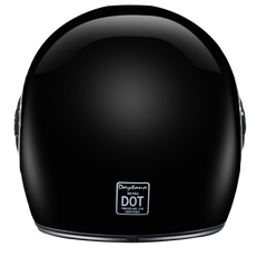 Daytona Retro Full Face Motorcycle Helmet | Hi-Gloss Black w/ Chrome Accents