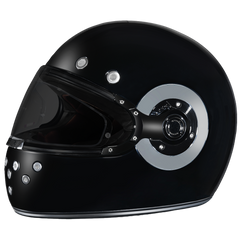 Daytona Retro Full Face Motorcycle Helmet | Hi-Gloss Black w/ Chrome Accents