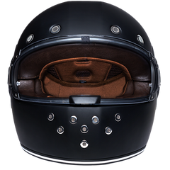 Daytona Retro Full Face Motorcycle Helmet | Dull Black with Dull Black Accents