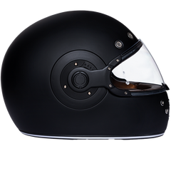 Daytona Retro Full Face Motorcycle Helmet | Dull Black with Dull Black Accents