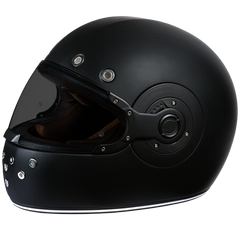 Daytona Retro Full Face Motorcycle Helmet | Dull Black with Dull Black Accents