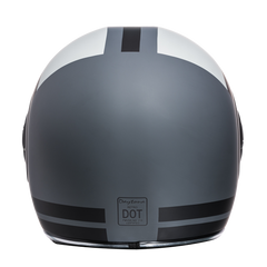 Daytona Retro Full Face Motorcycle Helmet - Dull Black with White Racer Graphic