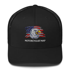 Motorcyclist Map Embroidered Trucker Cap