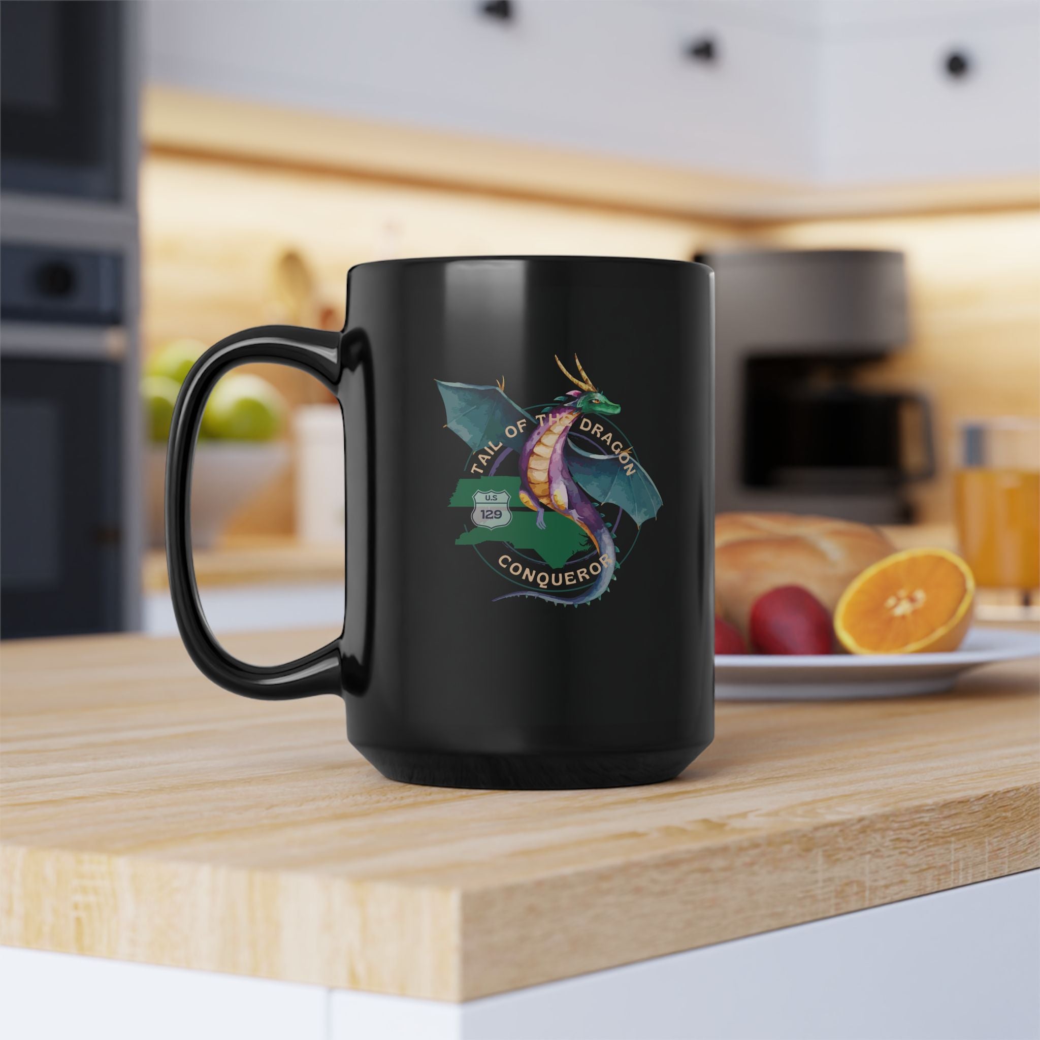 Tail of the Dragon Black Coffee Mug, 15oz