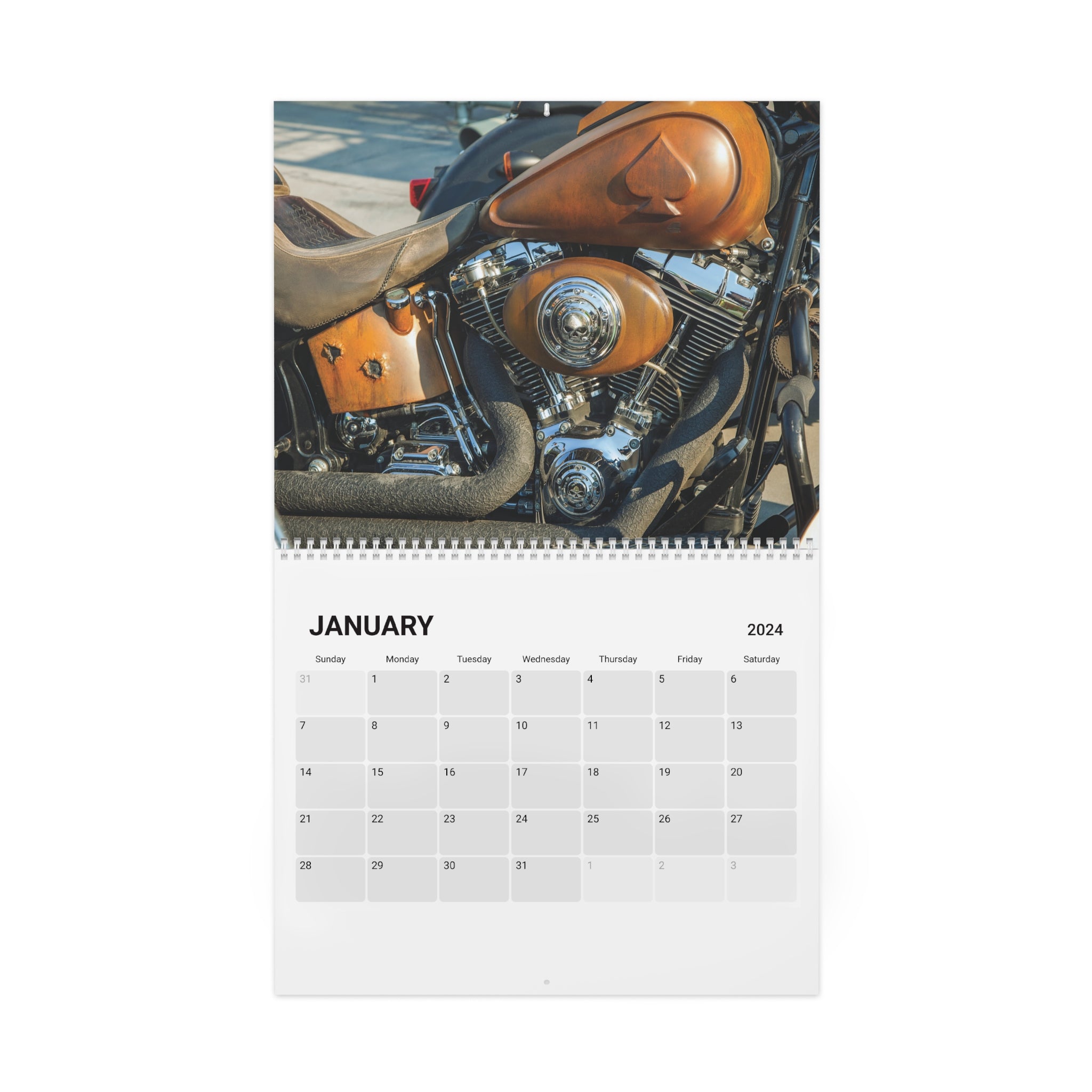 Vintage Motorcycle Wall Calendar - 2024