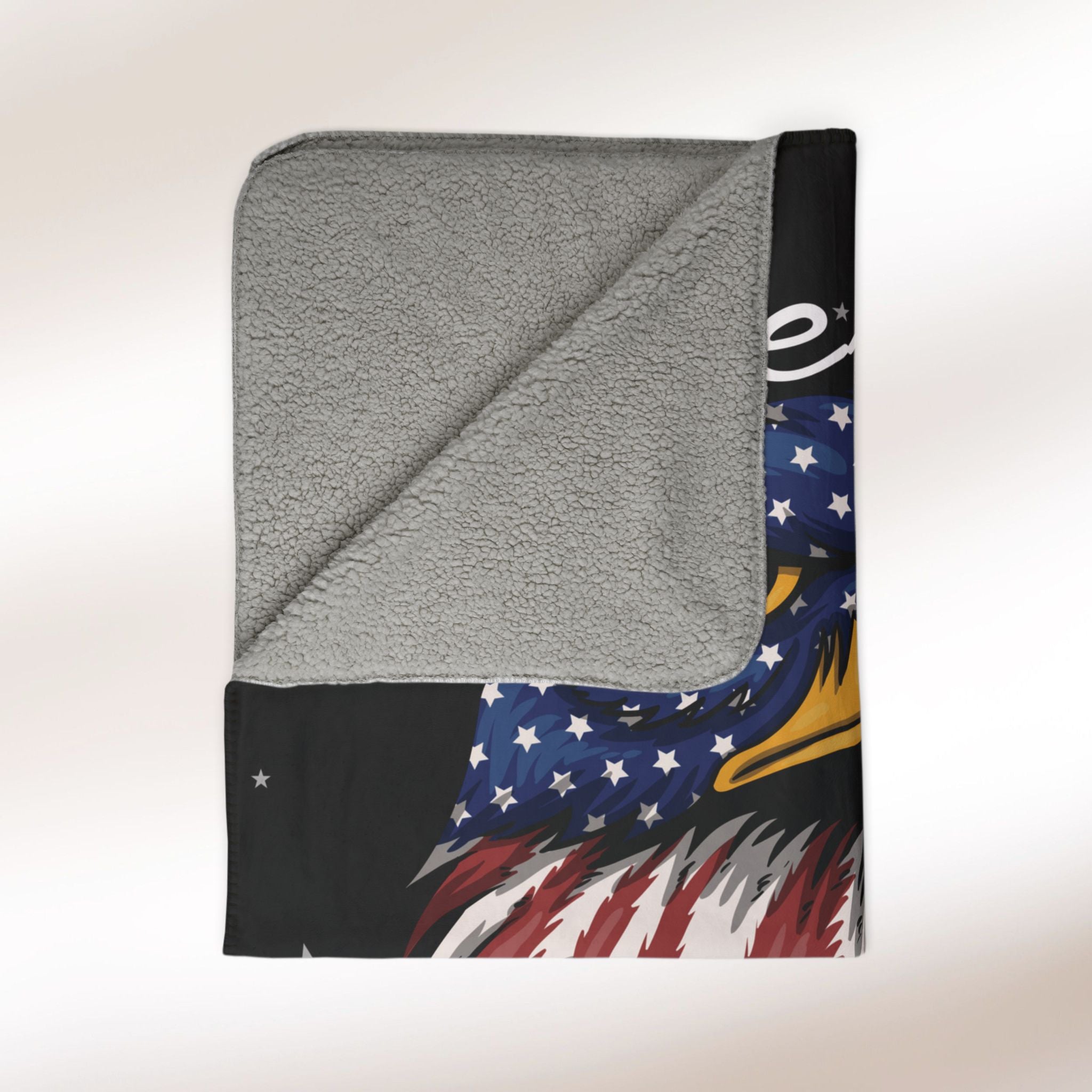 American Since 1776 Sherpa Eagle Flag Blanket (black)