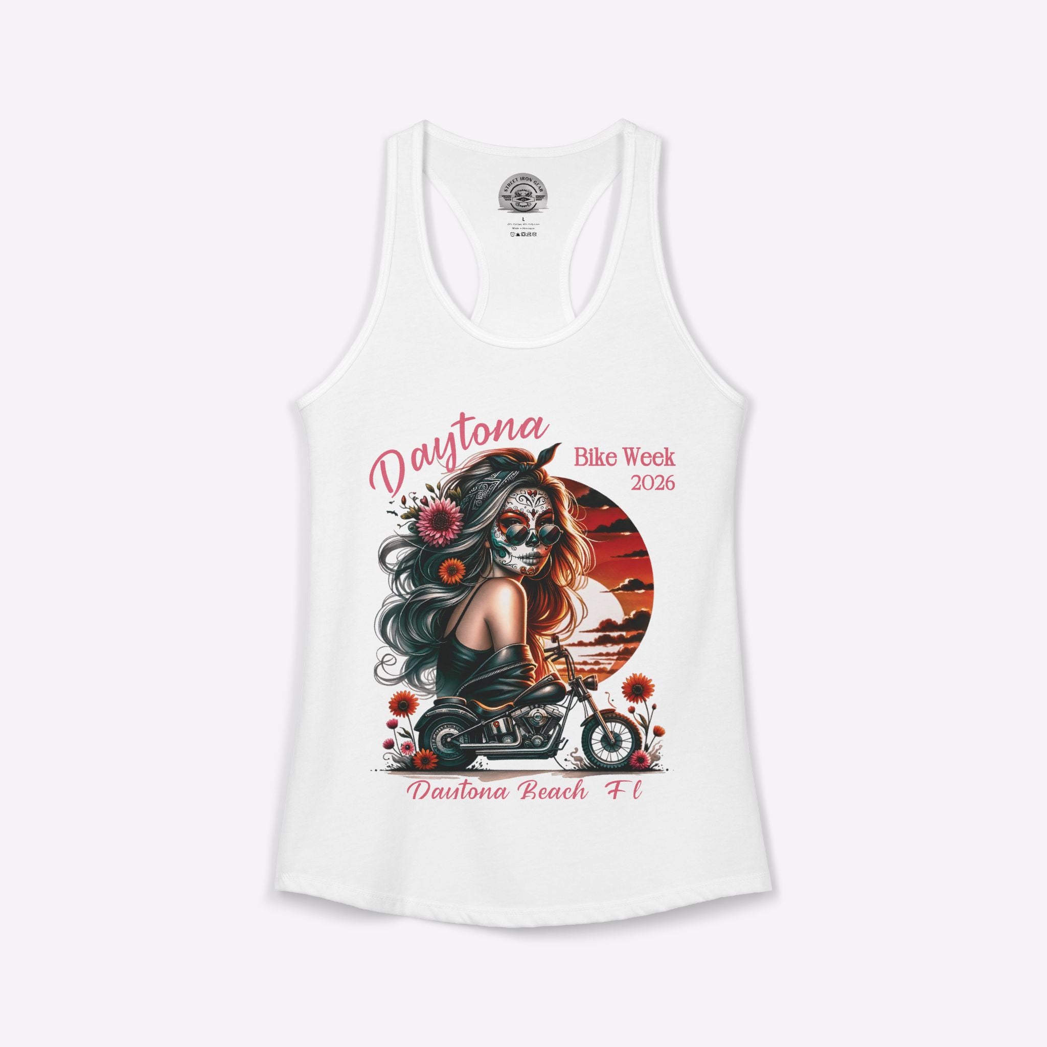Daytona Bike Week 2026 Women's Day of the Dead Racerback Tank Top