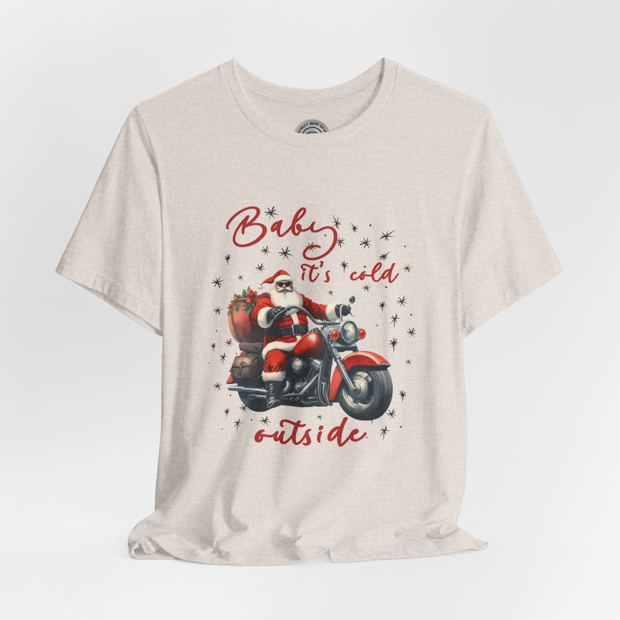 Biker Santa Christmas Crew Neck TShirt