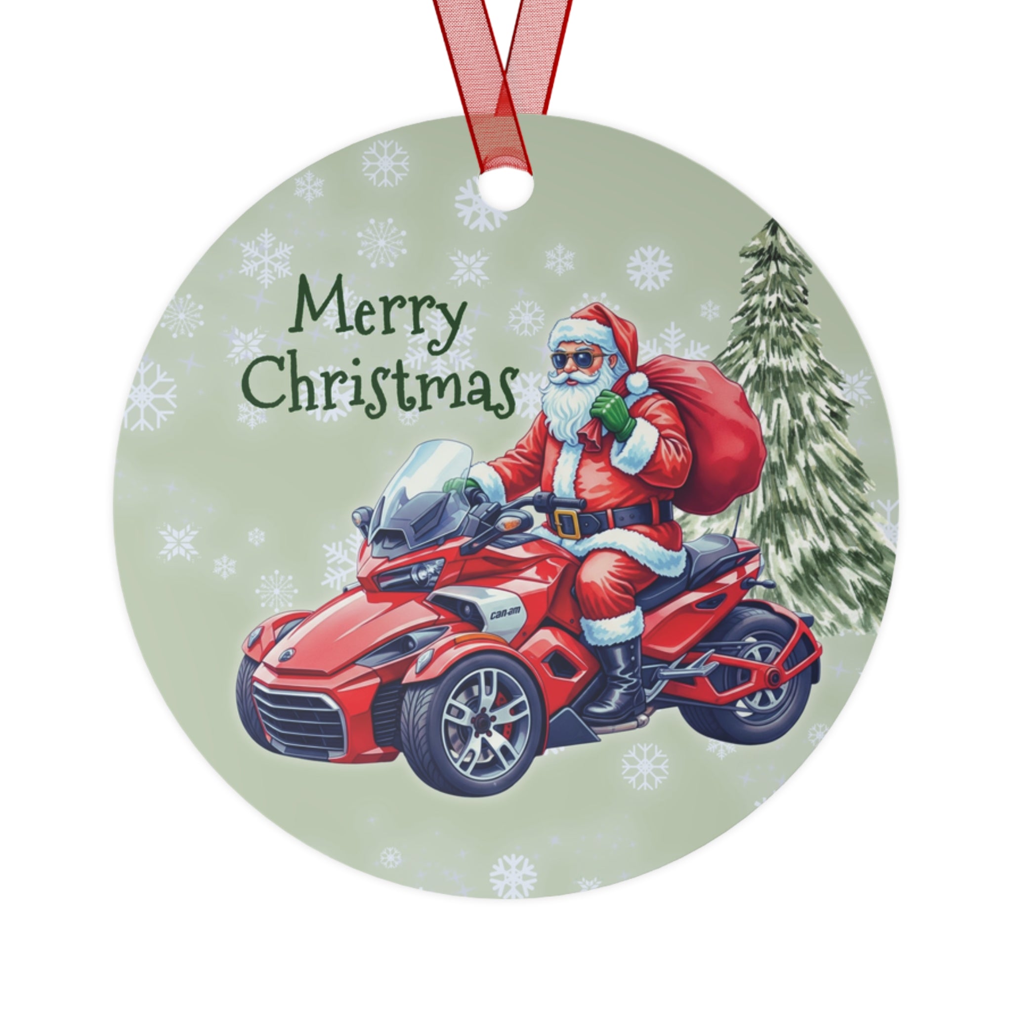 Can-Am Spyder Biker Santa Christmas Ornament