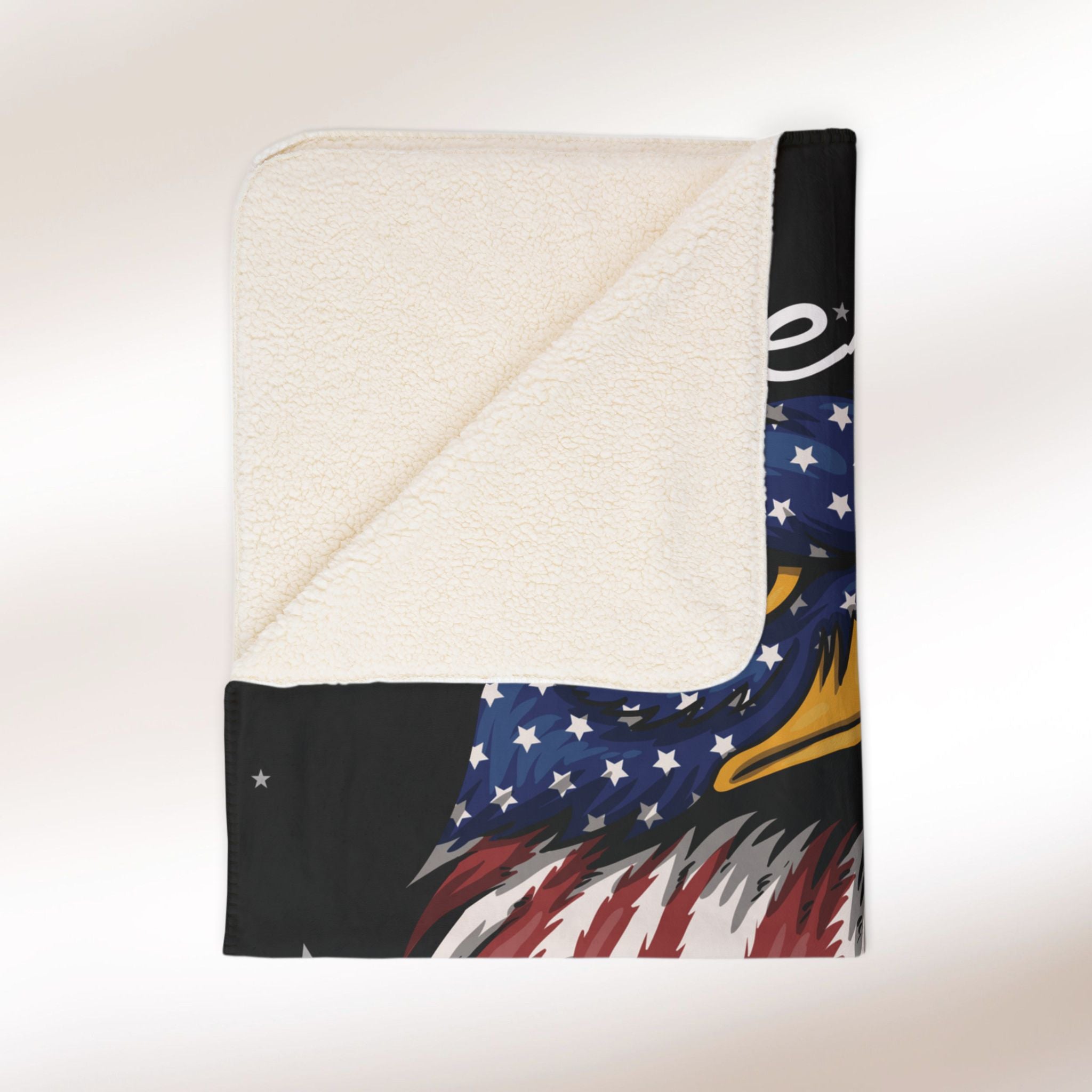 American Since 1776 Sherpa Eagle Flag Blanket (black)