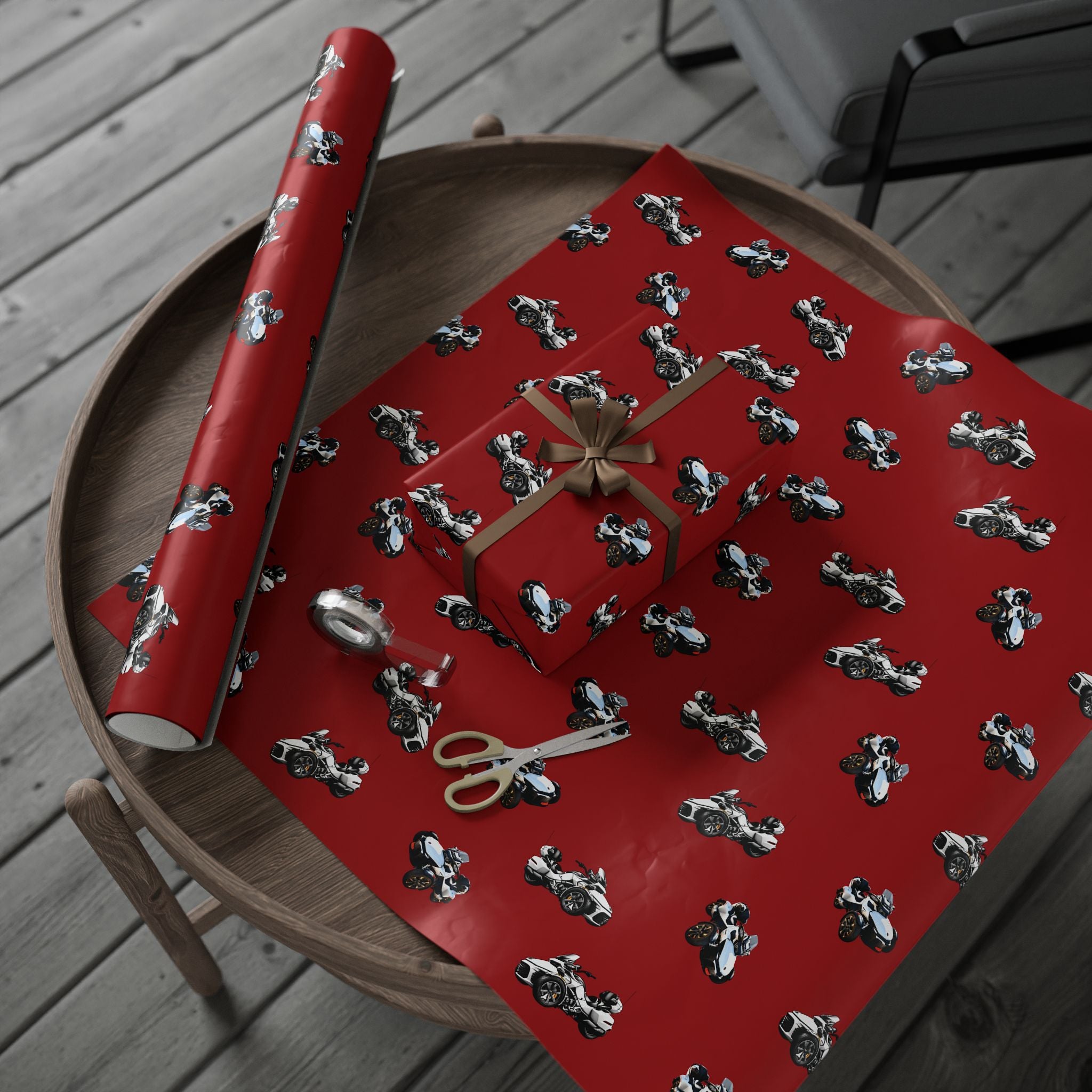 Can-Am Spyder Gift Wrap - Red Three-Wheel Touring Design