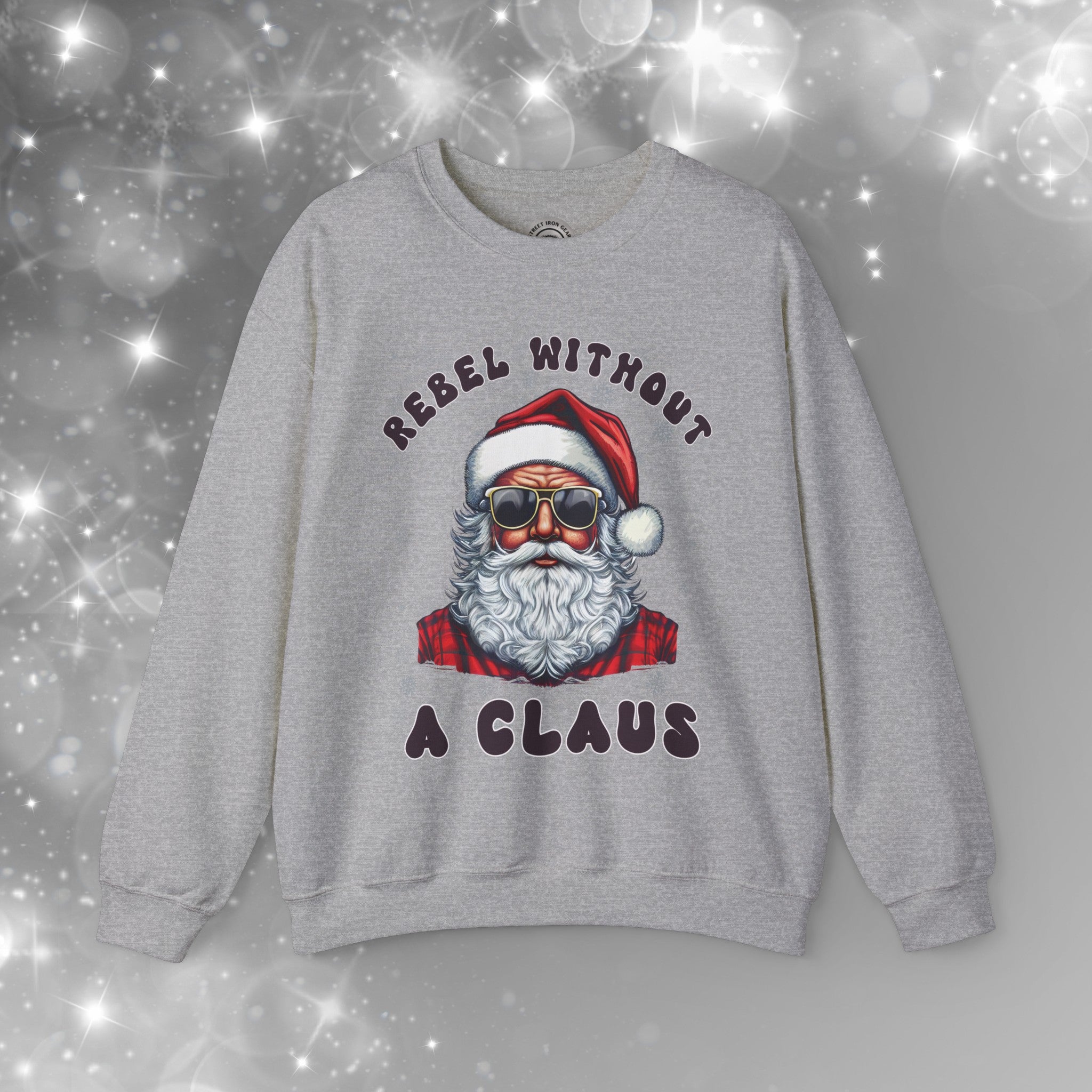 Funny Christmas Biker Santa Crew Neck Sweatshirt