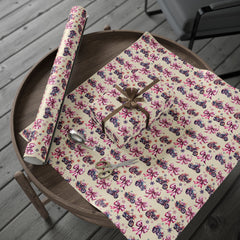 Cottagecore Coquette Bow Motorcycle Gift Wrap | Cream Base