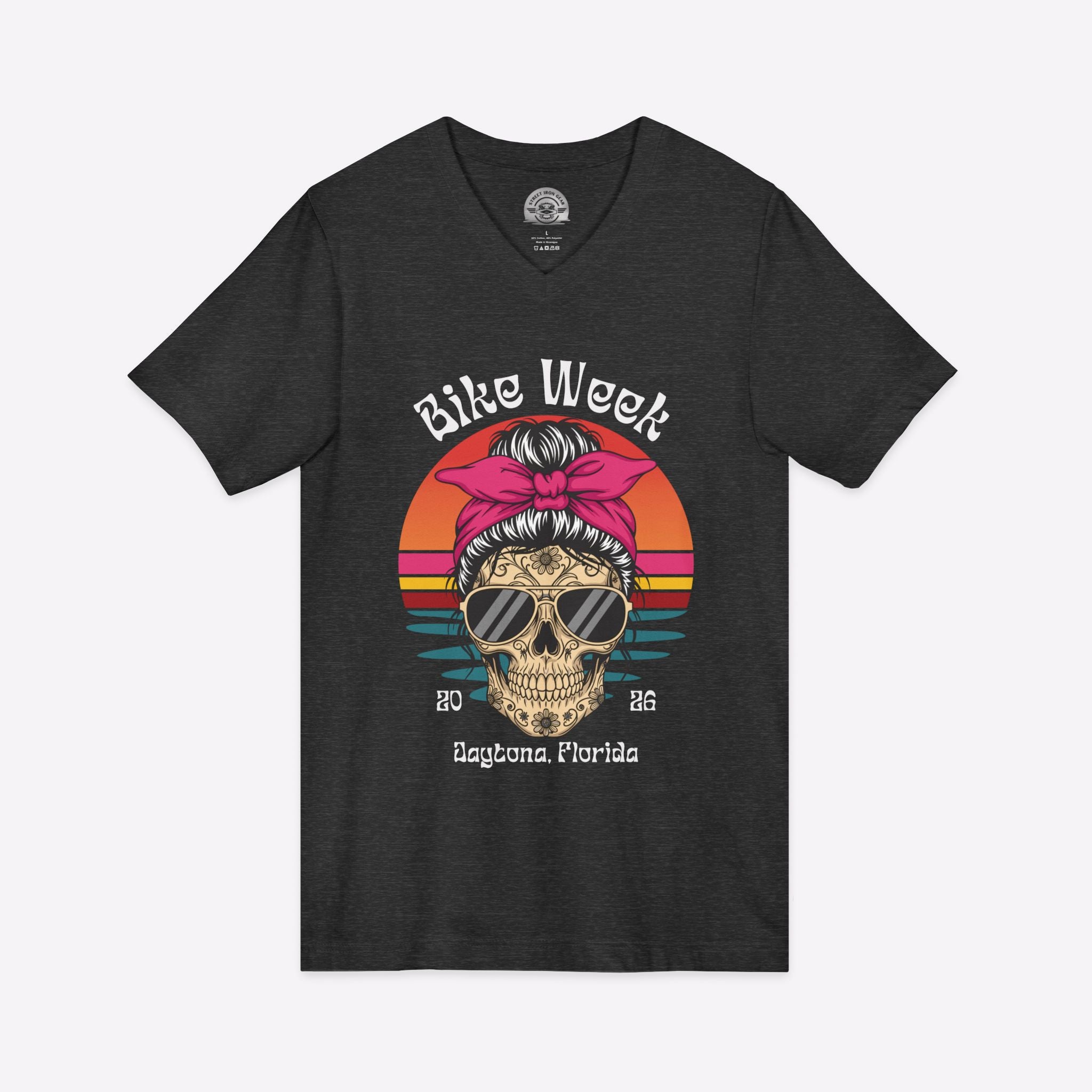 Daytona Bike Week 2026 Women's V-Neck | Hipster Skull