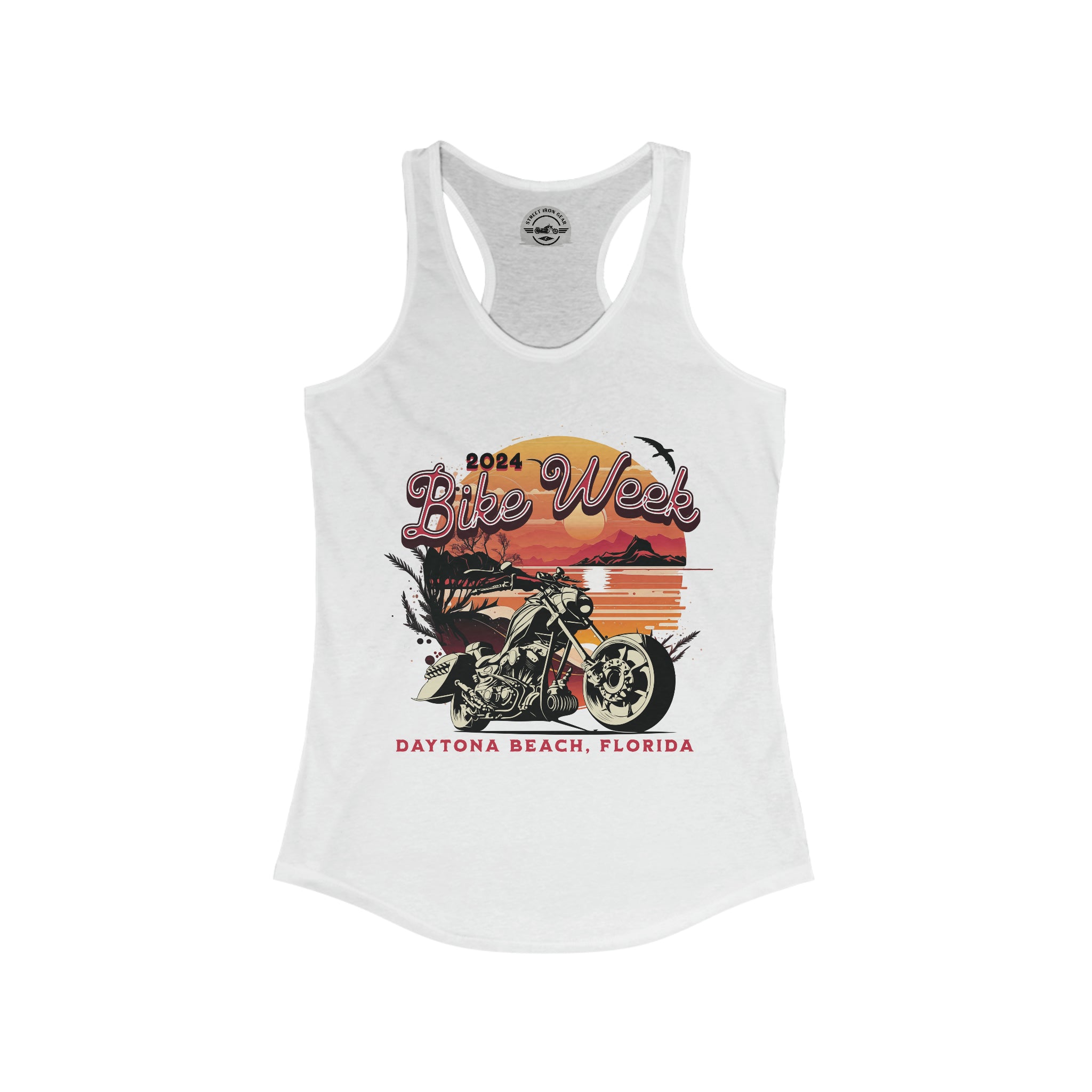 Daytona Beach Bike Week 2024 Womens Racerback Tank Top