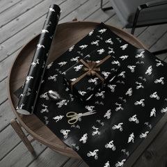 Motocross Dirt Bike Gift Wrap - Black Action Design