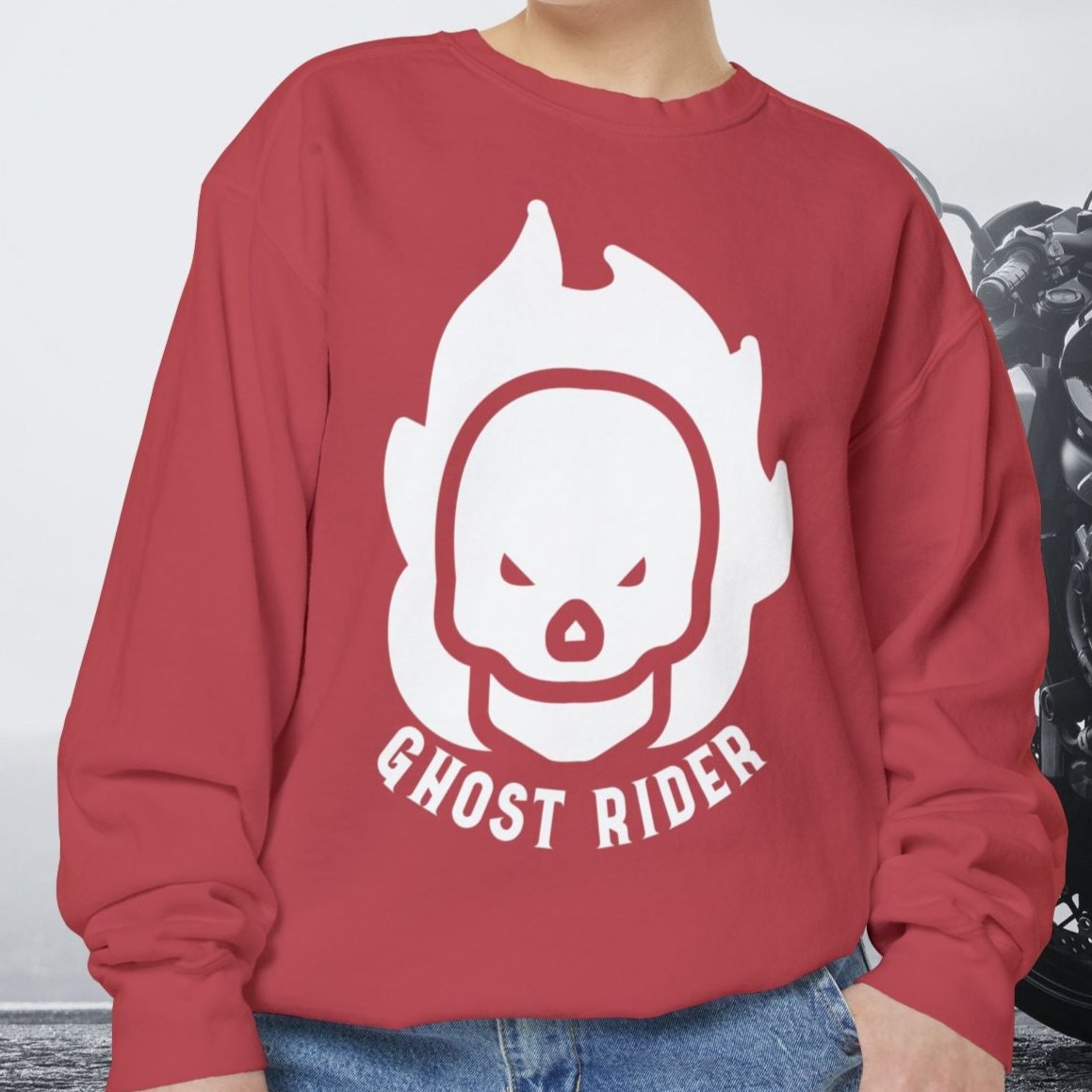 Ghost Rider Motorcycle Crew Neck Sweatshirt