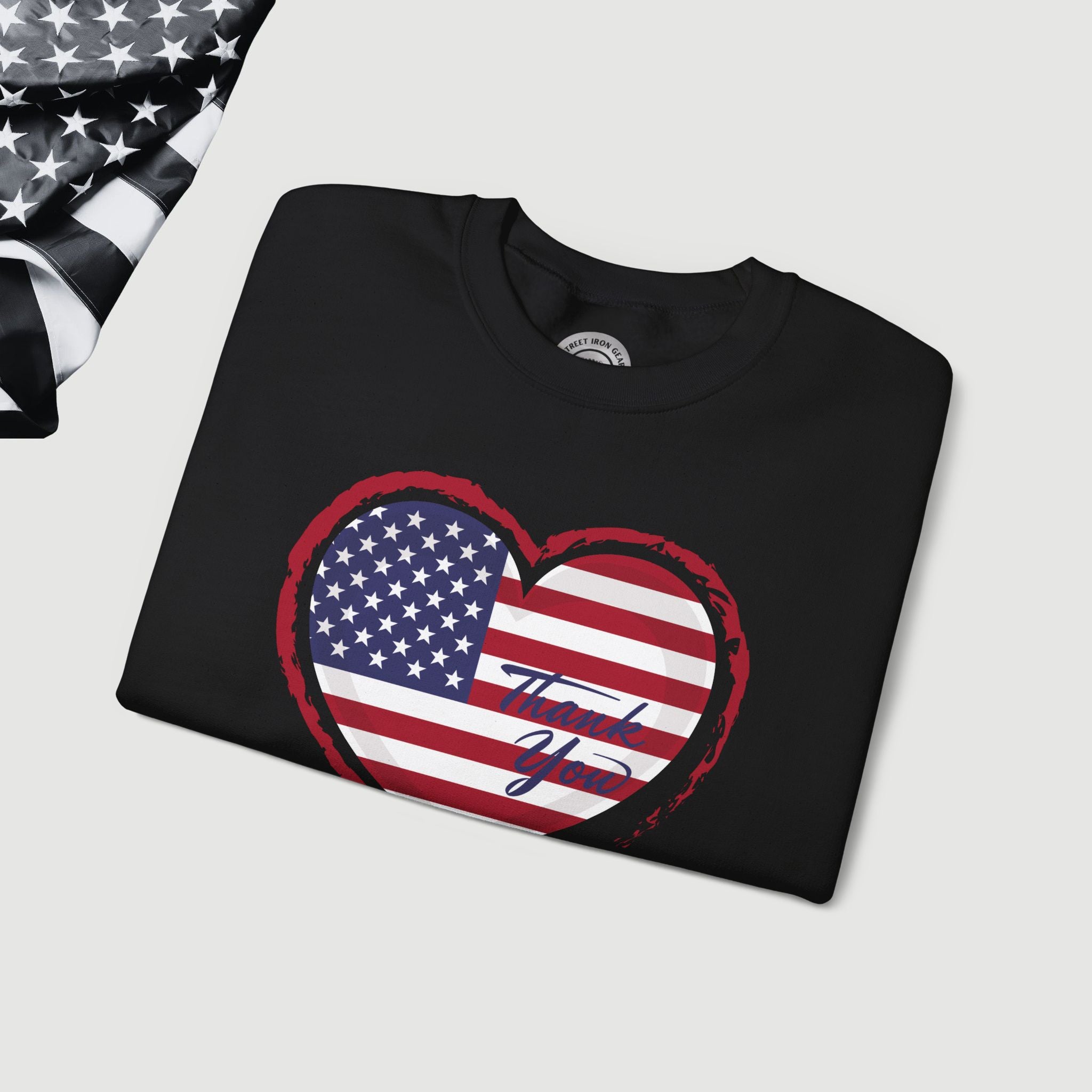 American Veteran Heart Flag Crew Neck Sweatshirt