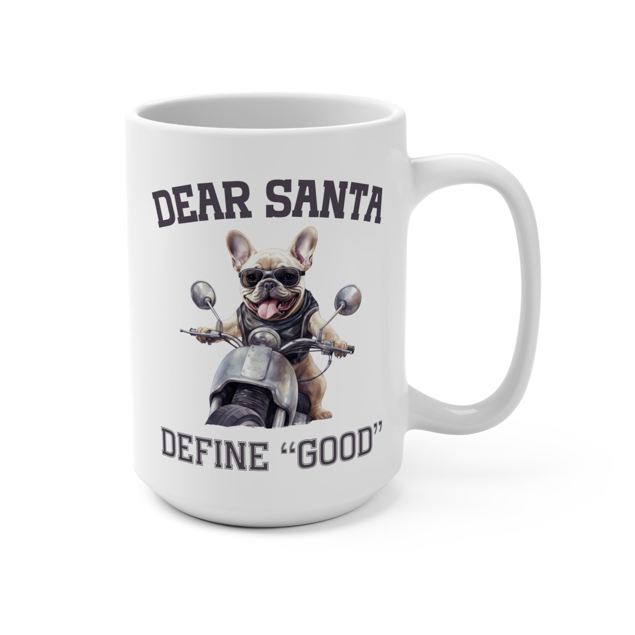 French Bulldog Biker Christmas Ceramic Mug - 15oz