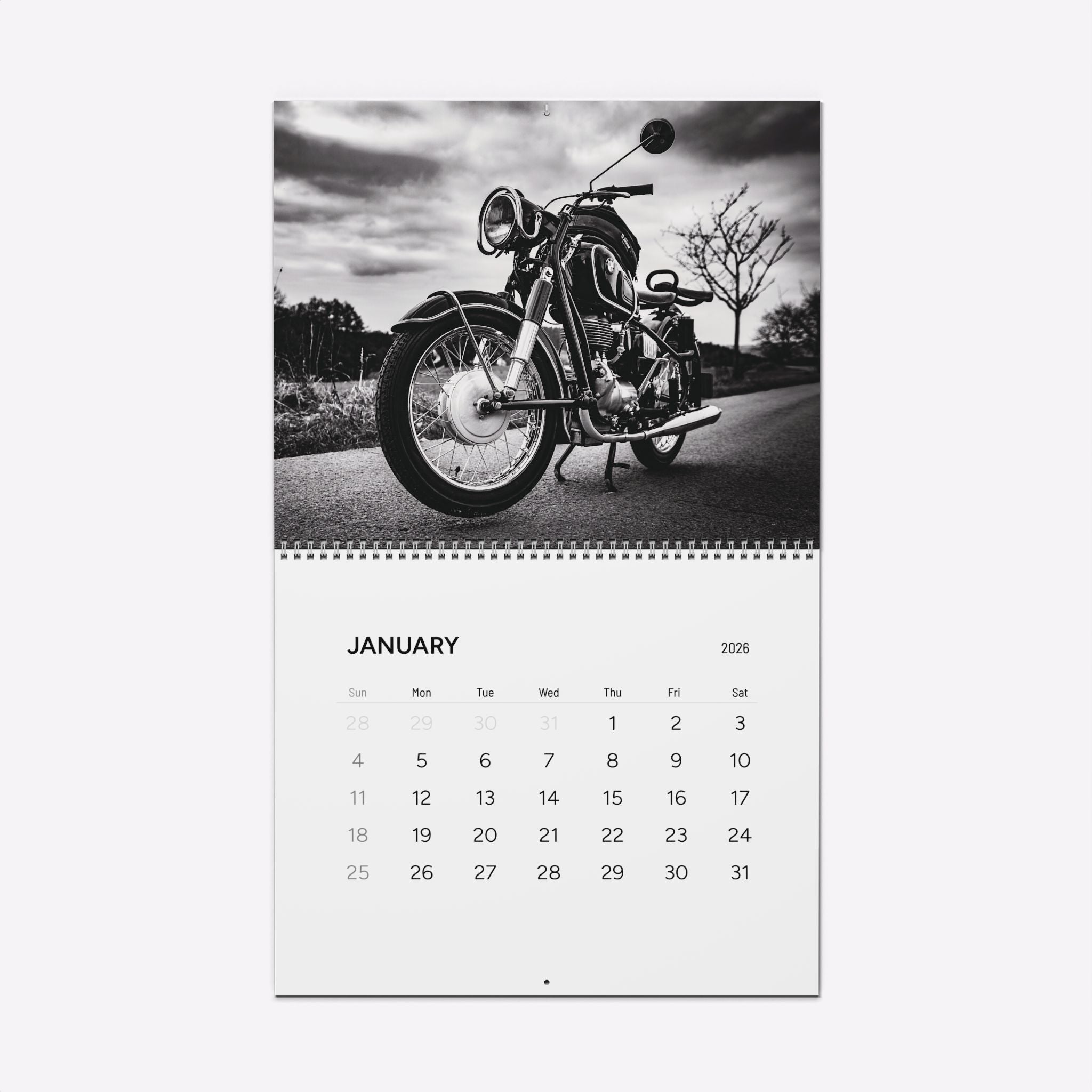 2026 Vintage Motorcycle Wall Calendar