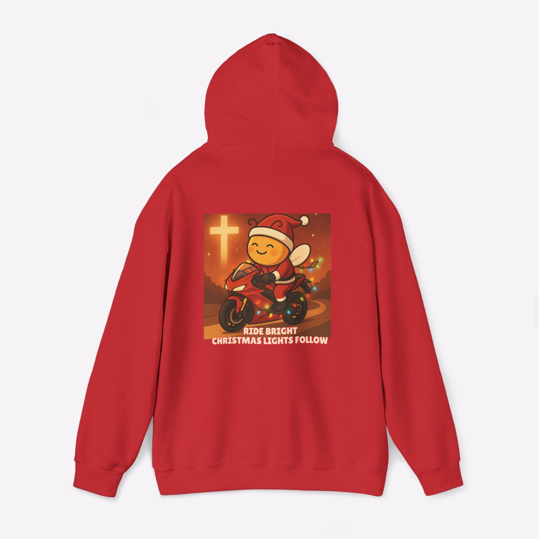 Biker Bee Christmas Riding Pullover Hoodie by Motorcycle Inn