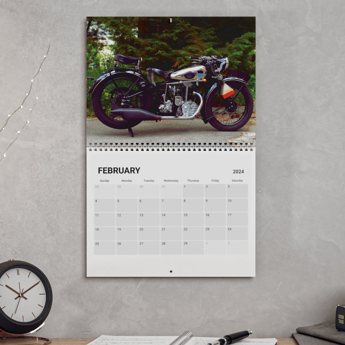 Vintage Motorcycle Wall Calendar - 2024