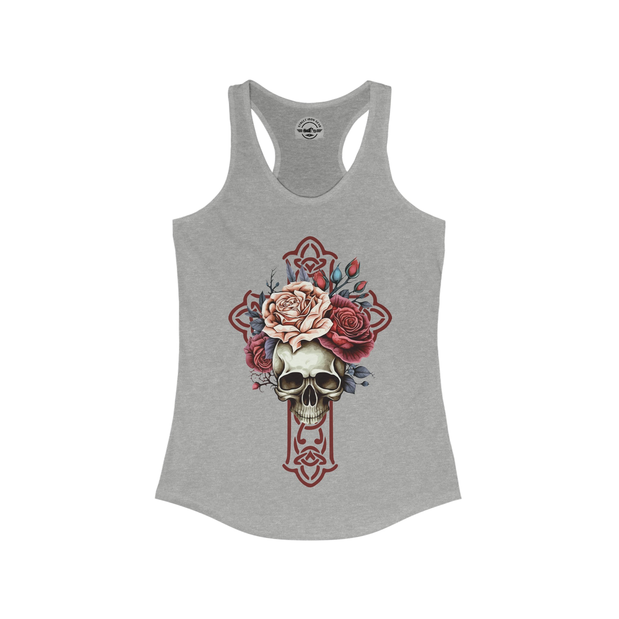 Cottagecore Skull Cross & Roses Tank Top