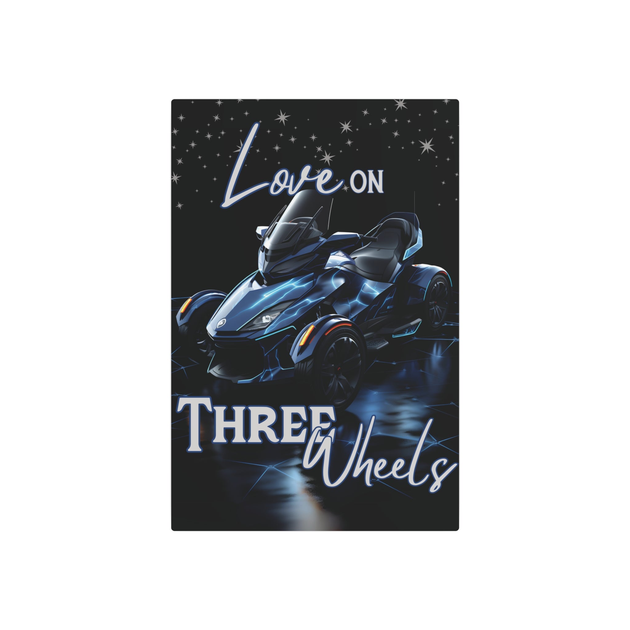 Spyder Motorcycle Metal Poster - Love on Three Wheels