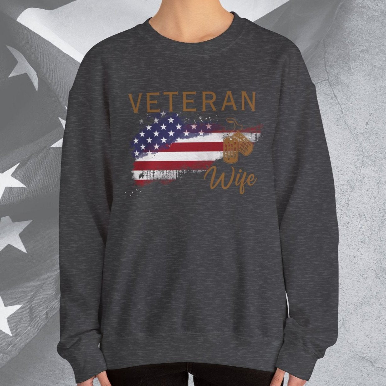 American Veteran Wife Crew Neck Sweatshirt