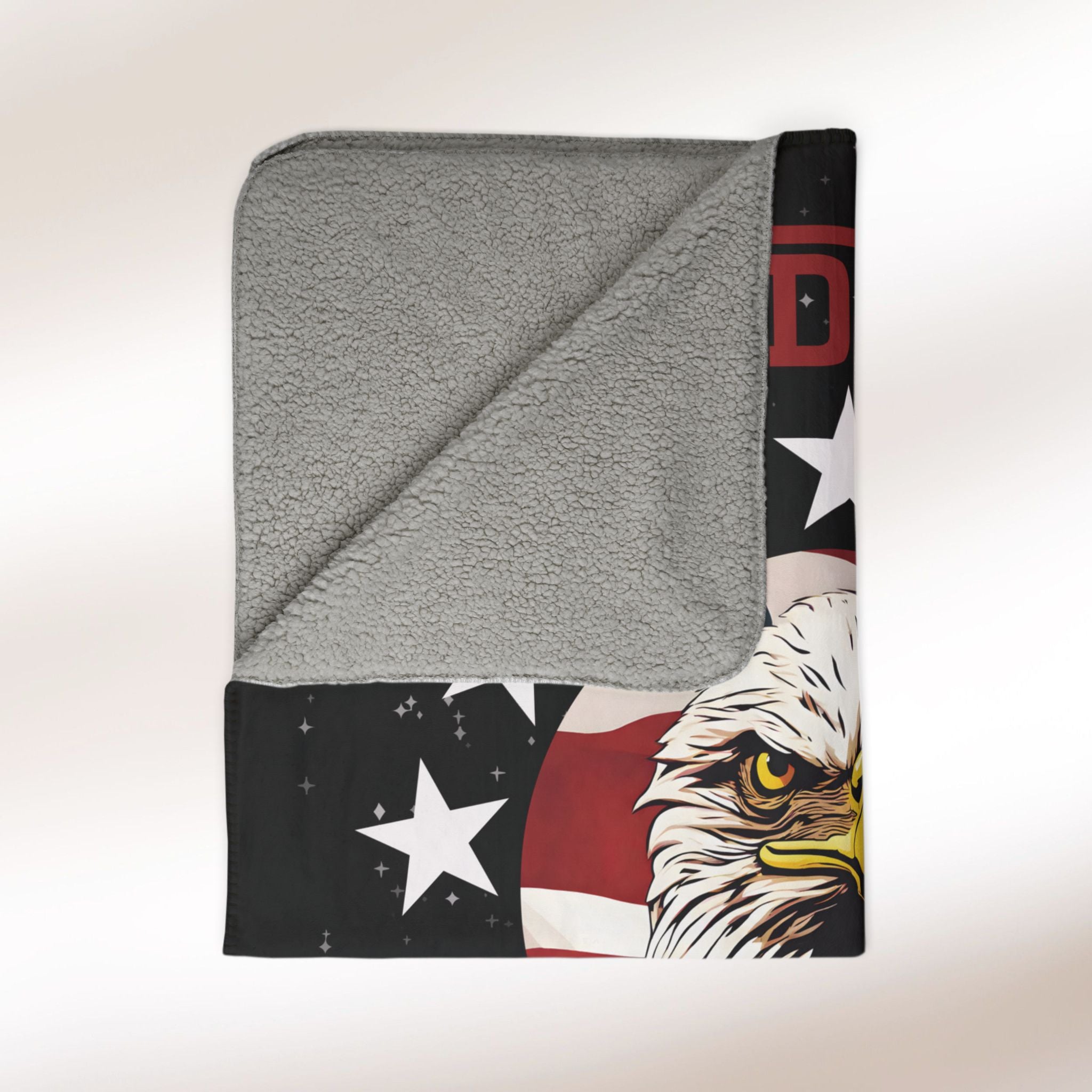 Proud to be an American Sherpa Eagle Flag Blanket (black)