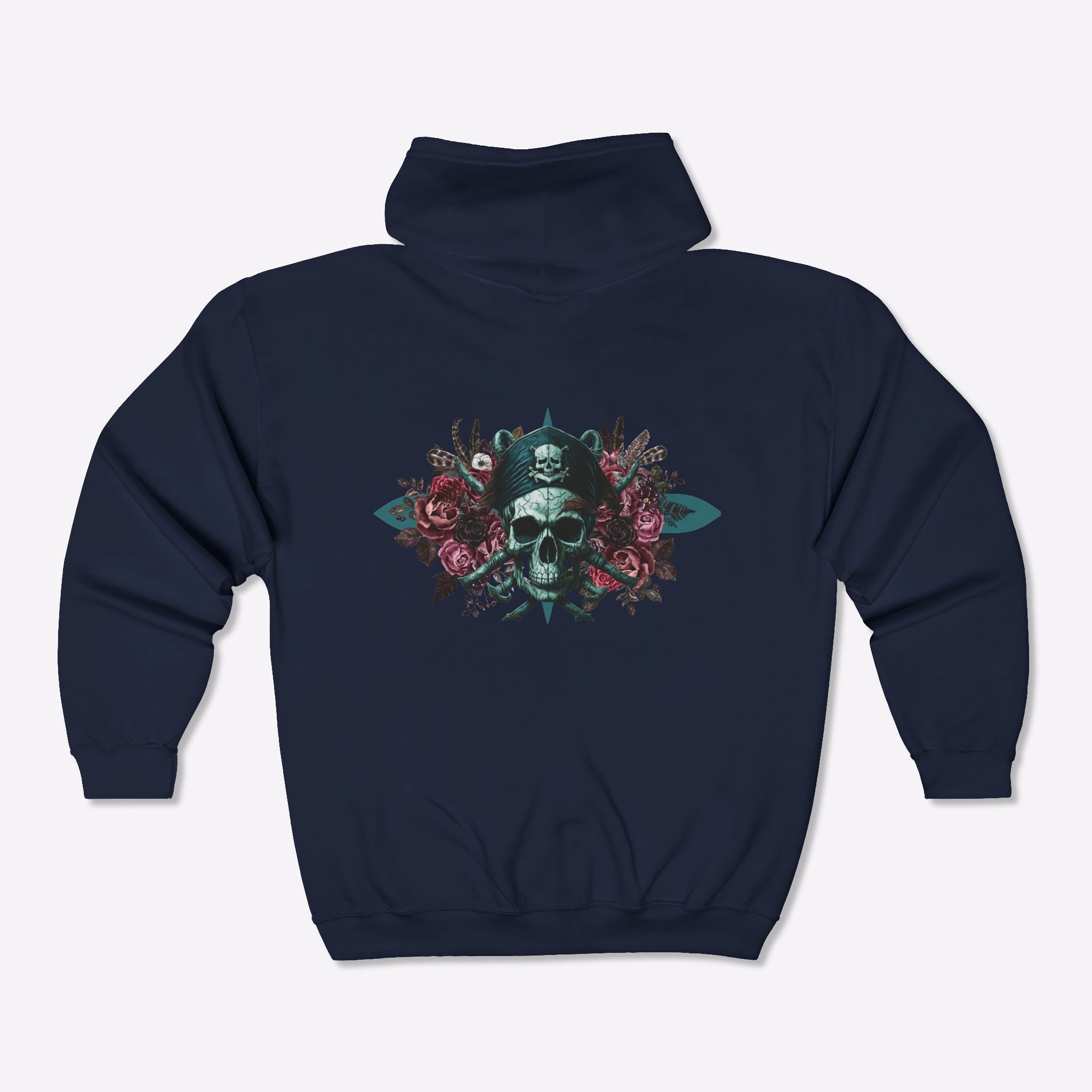 Vintage Pirate Skull Crossbones Zipper Hoodie