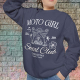 Moto Girl Crew Neck Sweatshirt (Customizable)