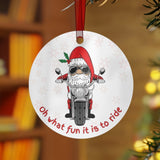 Biker Santa Aluminum Christmas Ornament